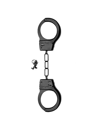 METAL HANDCUFFS BLACK Algemas de metal pretas com botão de libertação rápida