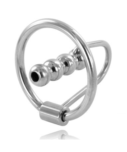 METALHARD CREST Steel Glans Ring with Urethral Plug for BDSM