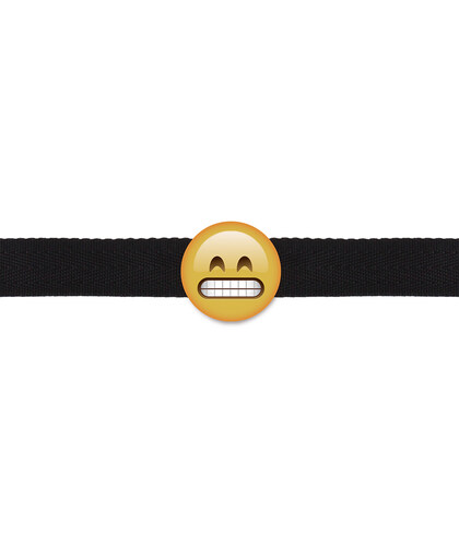 EMOJI FELIZ Mordaça ajustável e confortável, perfeita para iniciantes, na cor amarela.