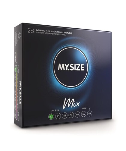 MY SIZE MIX 47 Preservativos em 7 tamanhos, naturais, azuis e com sabor