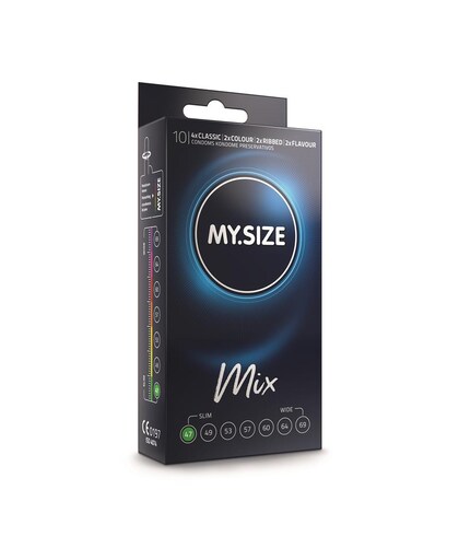 MY SIZE MIX 47 Explore our selection of condoms available in 7 sizes, offering natural, fun blue hues, an