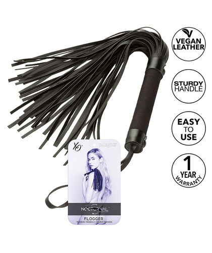 NOCTURNAL BLACK LEATHER WHIP Sensory flogger for intimate, adventurous experiences