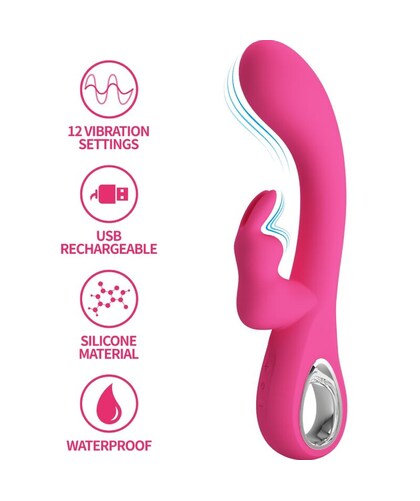 NOVAK Vibratore ricaricabile, 12 modalità, silicone morbido, doppio piacere