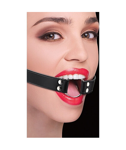OUCH! OUCH RING GAG Mordaça em anel de couro ajustável, perfeita para brincadeiras BDSM