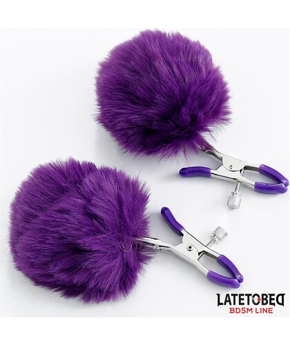 LATETOBED PURPLE POMPOM Mollette per capezzoli con pon pon viola