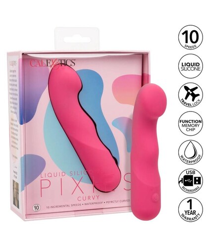 PIXIES VIBRATING Masajeador de silicona recargable, 10 vibraciones, portátil
