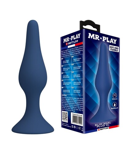 MR PLAY CÓNICO AZUL Plug anale conico in silicone blu XL