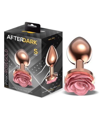 ROSE DORADO PINK Plug anal de metal oro rosa con rosa rosa en la base talla s