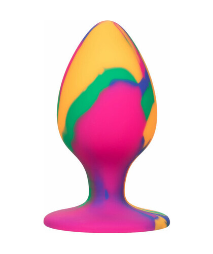 CHEEKY LARGE TIE-DYE PLUG Plug anale sicuro e colorato con una versatile base a ventosa