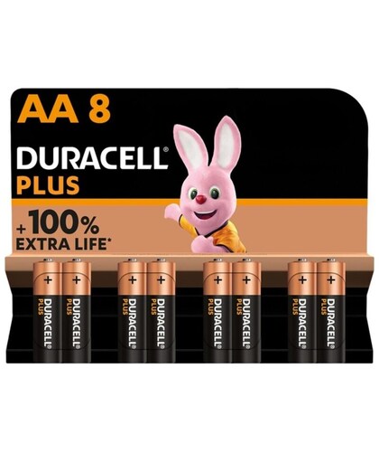 DURACELL AA 8 Plus Power 100 pilha alcalina AA LR6 blister*8