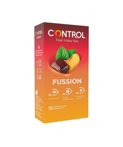 FUSSION Préservatifs control fussion: variété d'arômes, 12 unidades.
