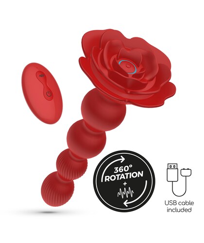 ROSALINE Plug anal con rotación, vibración y control remoto versátil