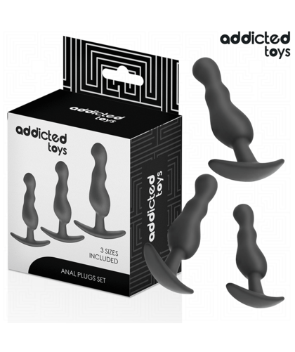 SET DI 3 PLUG ANALE Set di plug anali ondulati in silicone medico ipoallergenico