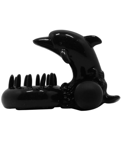 DELFIN NOIR Anneau vibromasseur lapin pour stimulation en couple