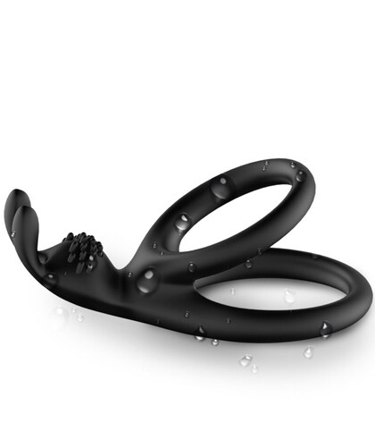 TENSY ANILLO DOBLE RABBIT NEGR Premium medical-grade silicone ring, offering complete stimulation