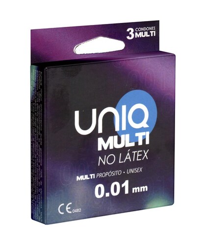 UNIQ MULTI Préservatifs sans latex at-10 ultra-fins de 0,008 mm (3 unités)
