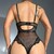 BODY EM RENDA TRANSPARENTE CUT-OUT NECKLINE CHAIN PRETO DE N