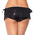 Slip Leg avenue in paillettes con frange e fiocchi neri