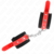 PUNHOS DE NYLON PRETO COM COURO VERMELHO AJUSTÁVEIS 19-24 CM