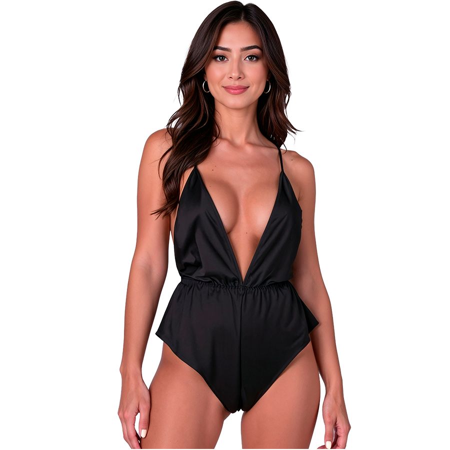 Découvrez ce magnifique body satiné avec son décolleté en V qui sublime votre silhouette a