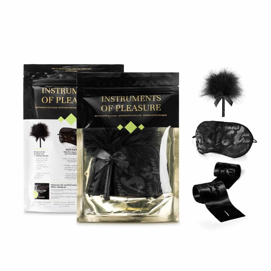 Kit livello verde: piuma + maschera + manette in raso