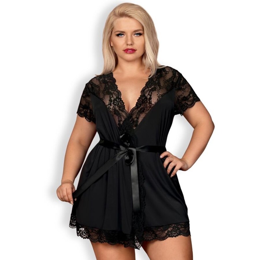 810-PEI-1 Kimono con Encaje Negro 810-PEI-1 Kimono con Encaje Negro