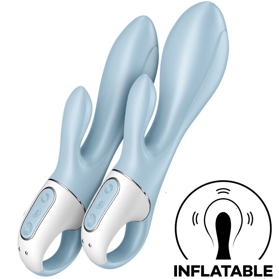 BOMBA DE AR BUNNY 1 COELHO INFLÁVEL VIBRADOR AZUL