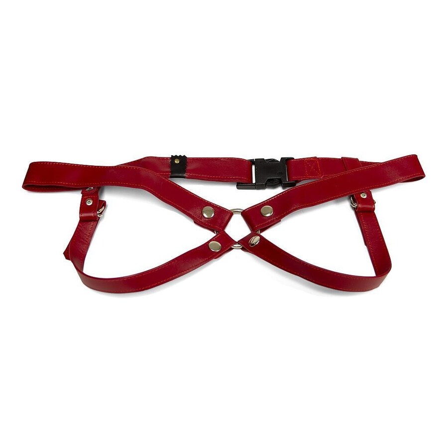 ARNÊS ARTESANAL EM COURO VERMELHO 3 CM/ M LULÚ LAFEM nº2