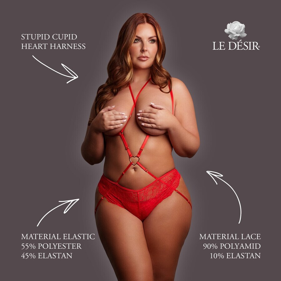 ARNÊS CORPORAL STUPID CUPID HEART TAMANHO QUEEN VERMELHO LE