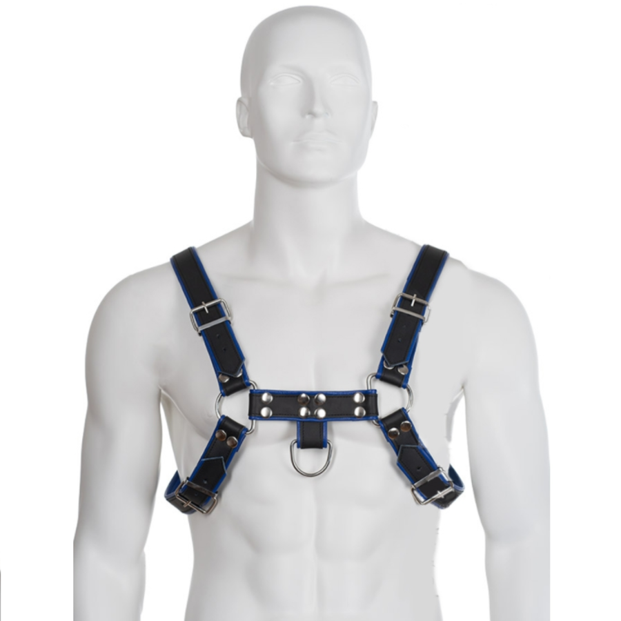 ARNES CUERO AZUL Y NEGRO CHEST BULLDOG ARNES CUERO AZUL Y NEGRO CHEST BULLDOG