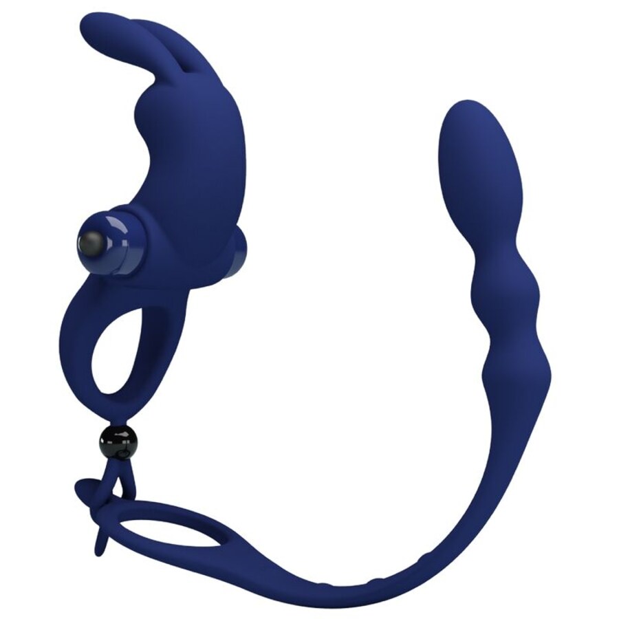 AYAD ANILLO VIBRADOR RABBIT CON PLUG AZUL