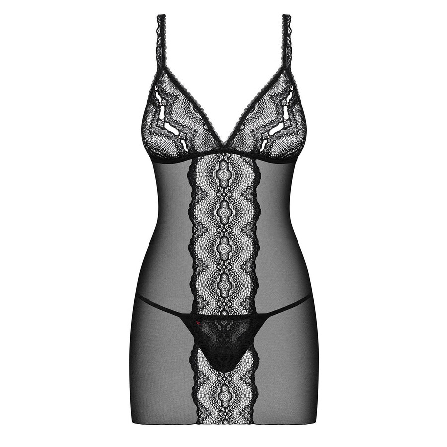 CAMISA DE NOITE E TANGA LUCITA OBSESSIVE PRETA nº2