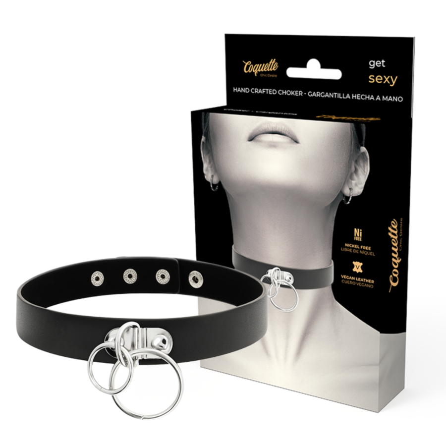 CHIC DESIRE - CHOKER CUERO VEGANO DOBLE ANILLA