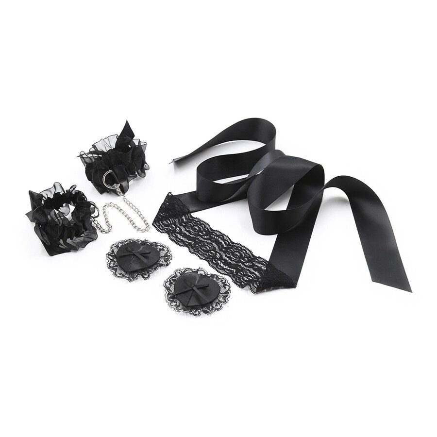 CONJUNTO DE RENDA PRETA LACE ME UP CRUSHIOUS nº1