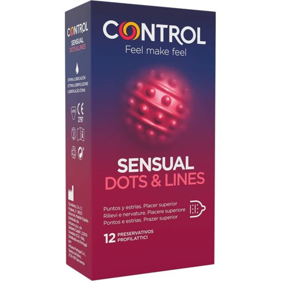 Control preservativos sensual dots & lines 12 uds