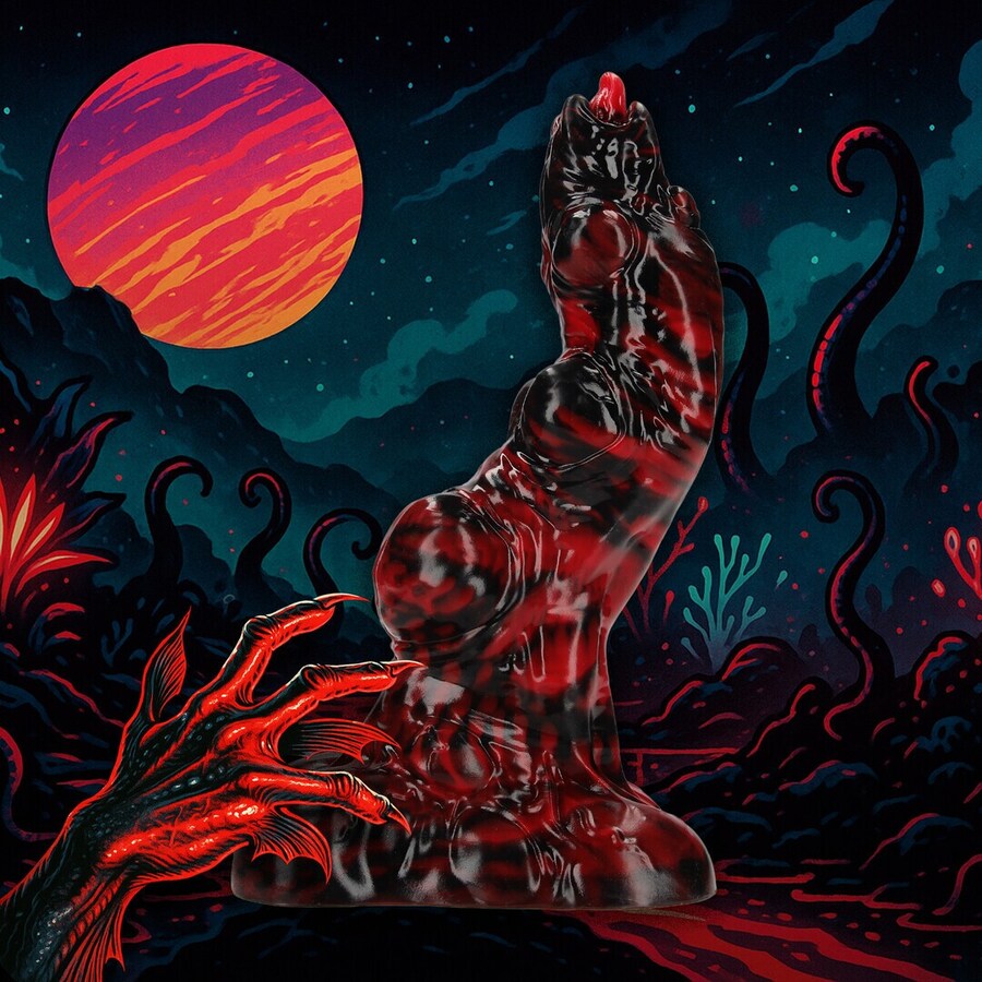 GODE MONSTER EN SILICONE HELL INVADER ROUGE/NOIR OUCH!
