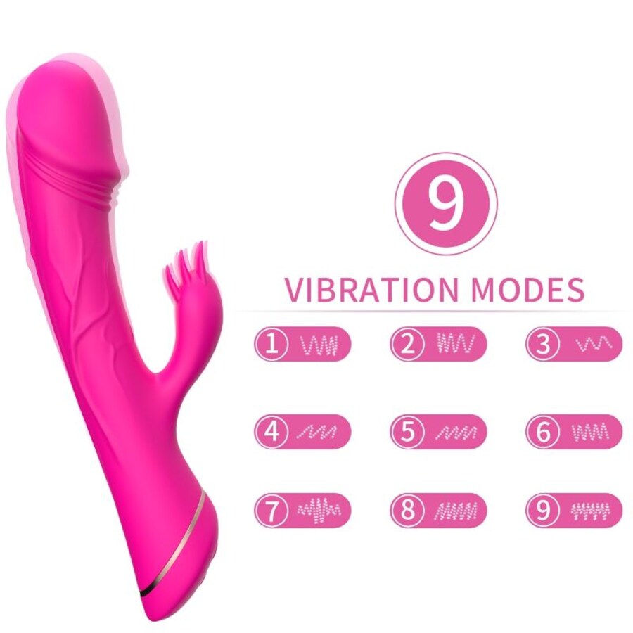 DILDO VIBRADOR COELHO SILICONE FÚCSIA