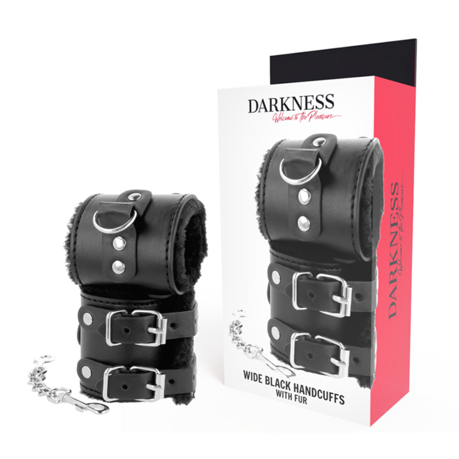 MENOTTES AJUSTABLES EN CUIR NOIR AVEC DOUBLURE MENOTTES AJUSTABLES EN CUIR NOIR AVEC DOUBLURE