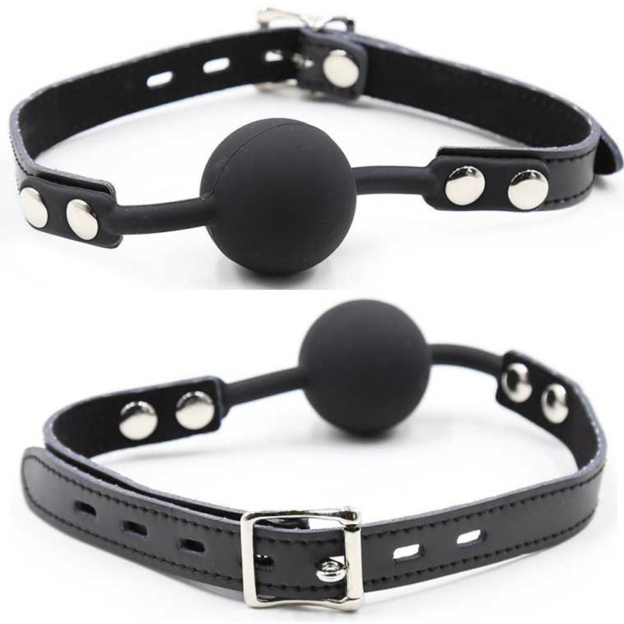BAVAGLIO A SFERA  FETISH IN SILICONE CON CINTURA IN PELLE