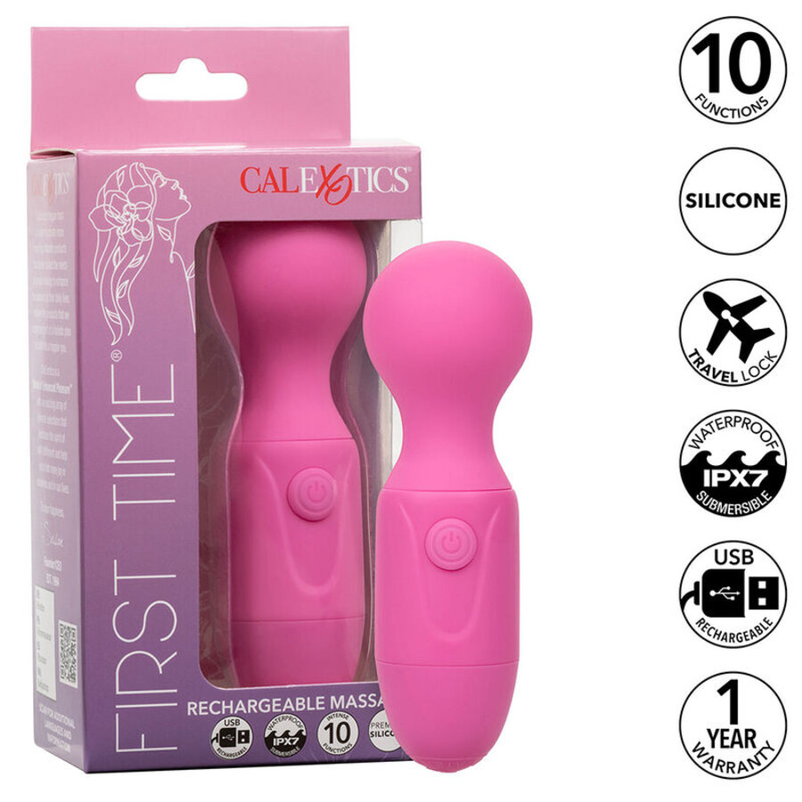 FIRST TIME MASSAGEADOR RECARREGÁVEL 10 VIBRAÇÕES ROSA