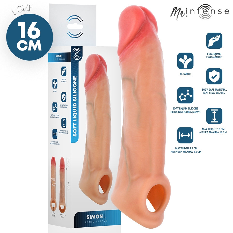 Guaina realistica estensibile in silicone liquido, 16 cm