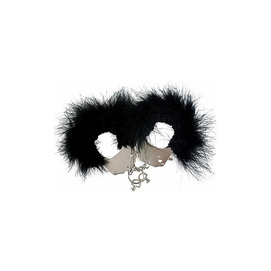 Esposas de metal y peluche - negro