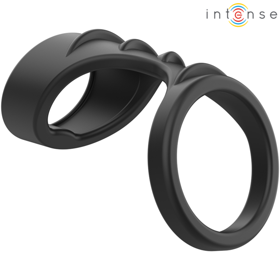 INTENSE - THEO ANILLO DOBLE PARA PENE SILICONA NEGRO MODELO