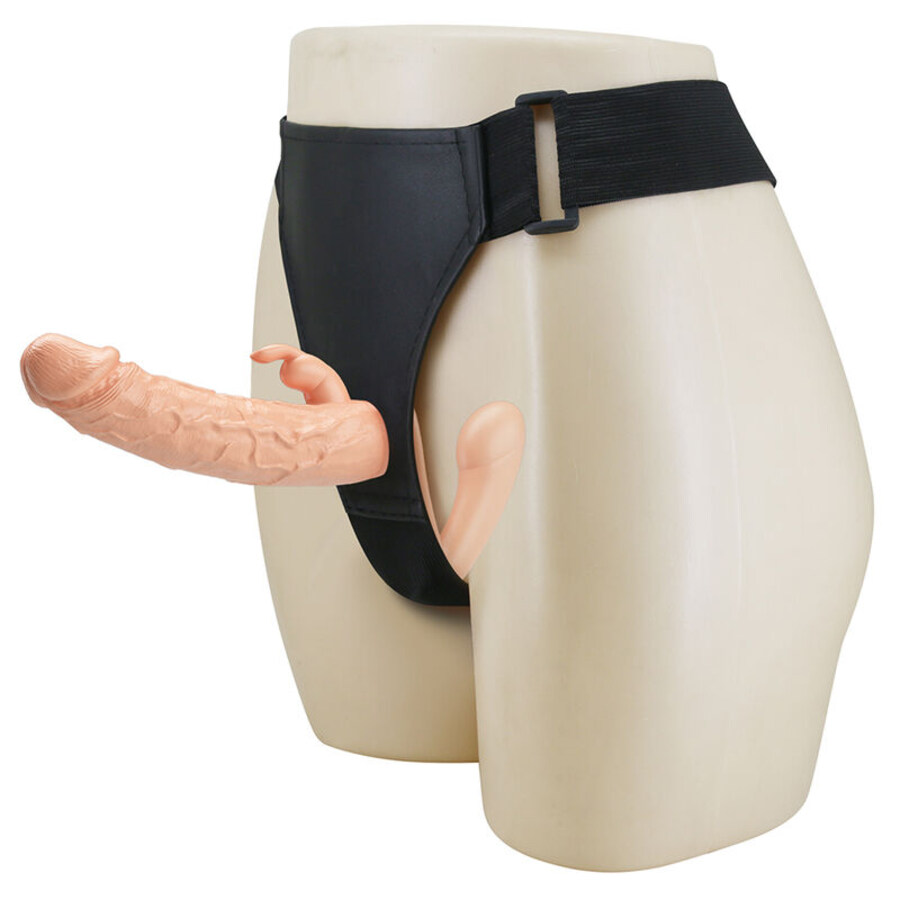 Strap-on creux pour double pénétration avec harnais ajustable Strap-on creux pour double pénétration avec harnais ajustable