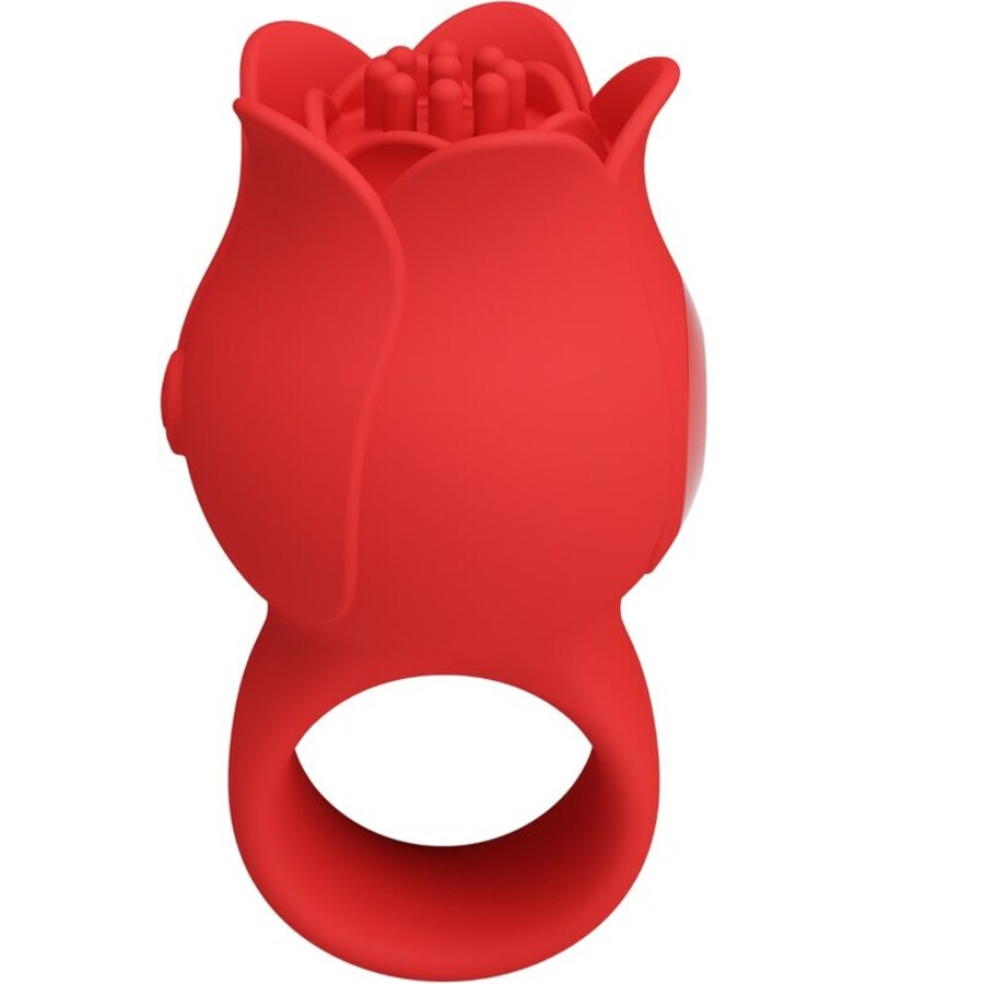 JAE VIBRADOR DE DEDO FORMA DE ROSA 10 VIBRACIONES ROJO