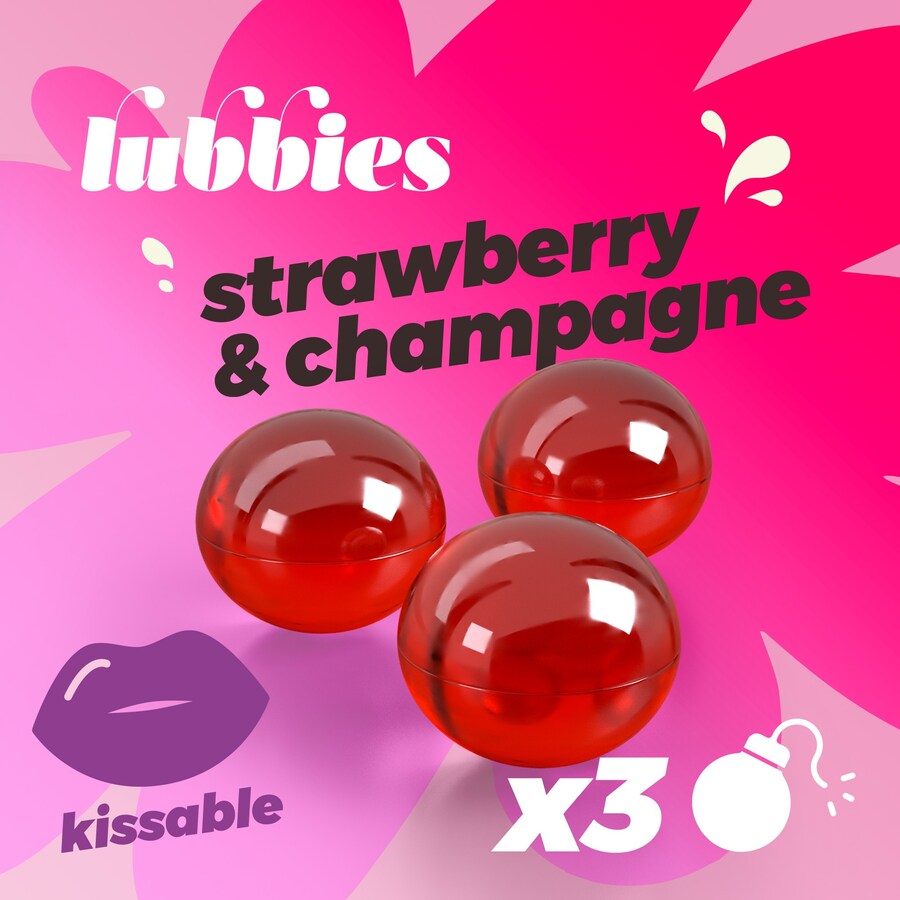 LUBBIES BOLINHAS DE ÓLEO BEIJÁVEIS MORANGO & CHAMPANHE C