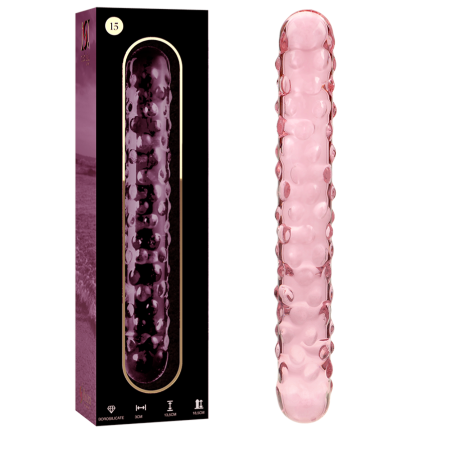 MODELO 15 DILDO CRISTAL BOROSILICATO 18.5 X 3 CM ROSA