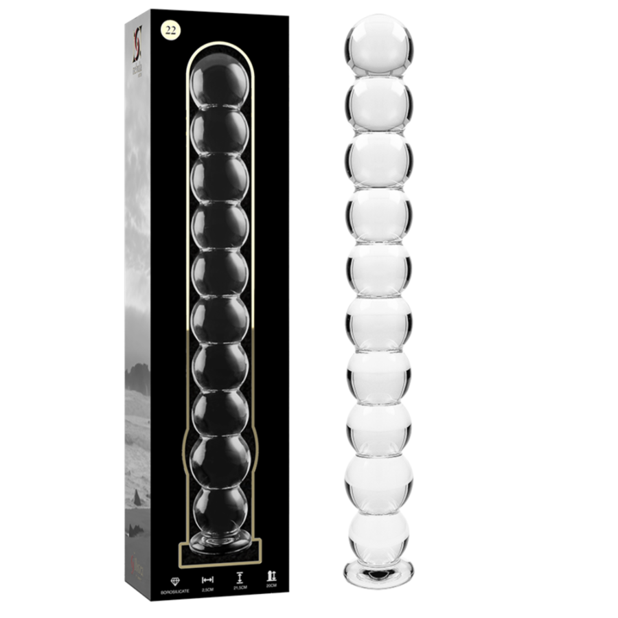 MODELO 22 DILDO CRISTAL BOROSILICATO 21.5 X 2.5 CM TRANSPARE