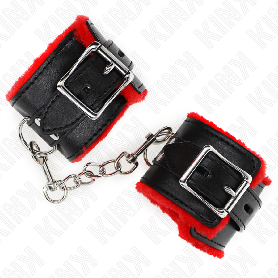 PULSO FORRO DE PELE COM FUROS QUADRADOS CINTO VERMELHO E PRE