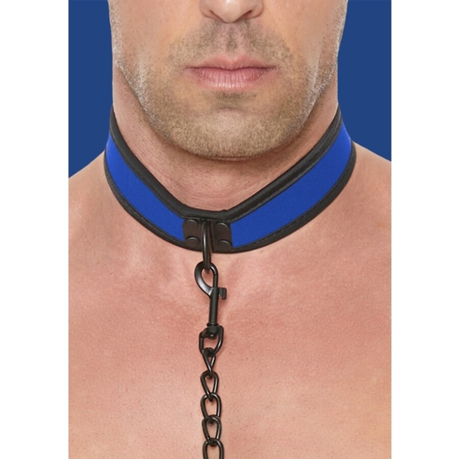 Ouch cachorro play - coleira de neoprene com trela - azul Ouch cachorro play - coleira de neoprene com trela - azul